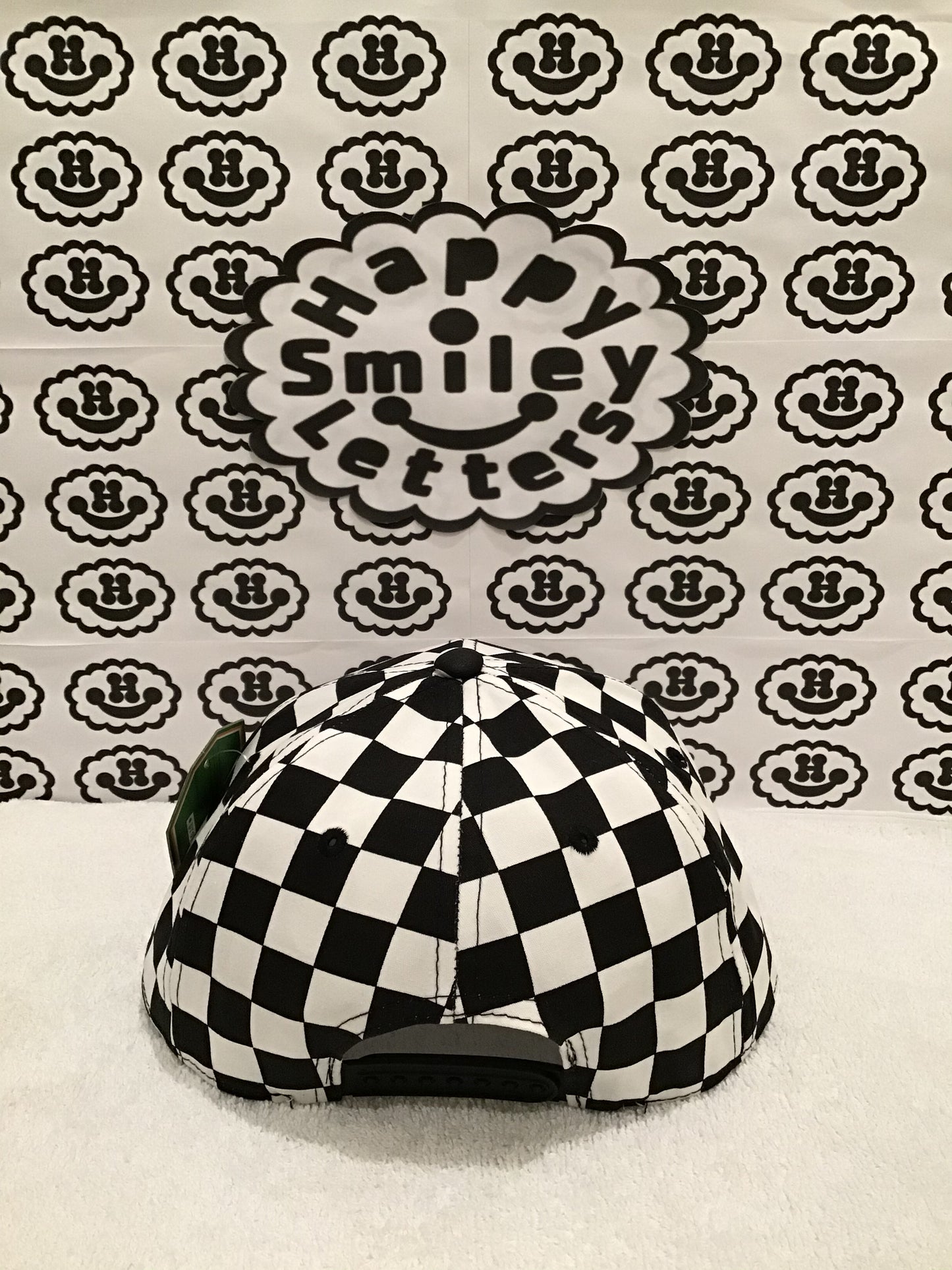 Cotton Snapback Cap - Checkered Black & White