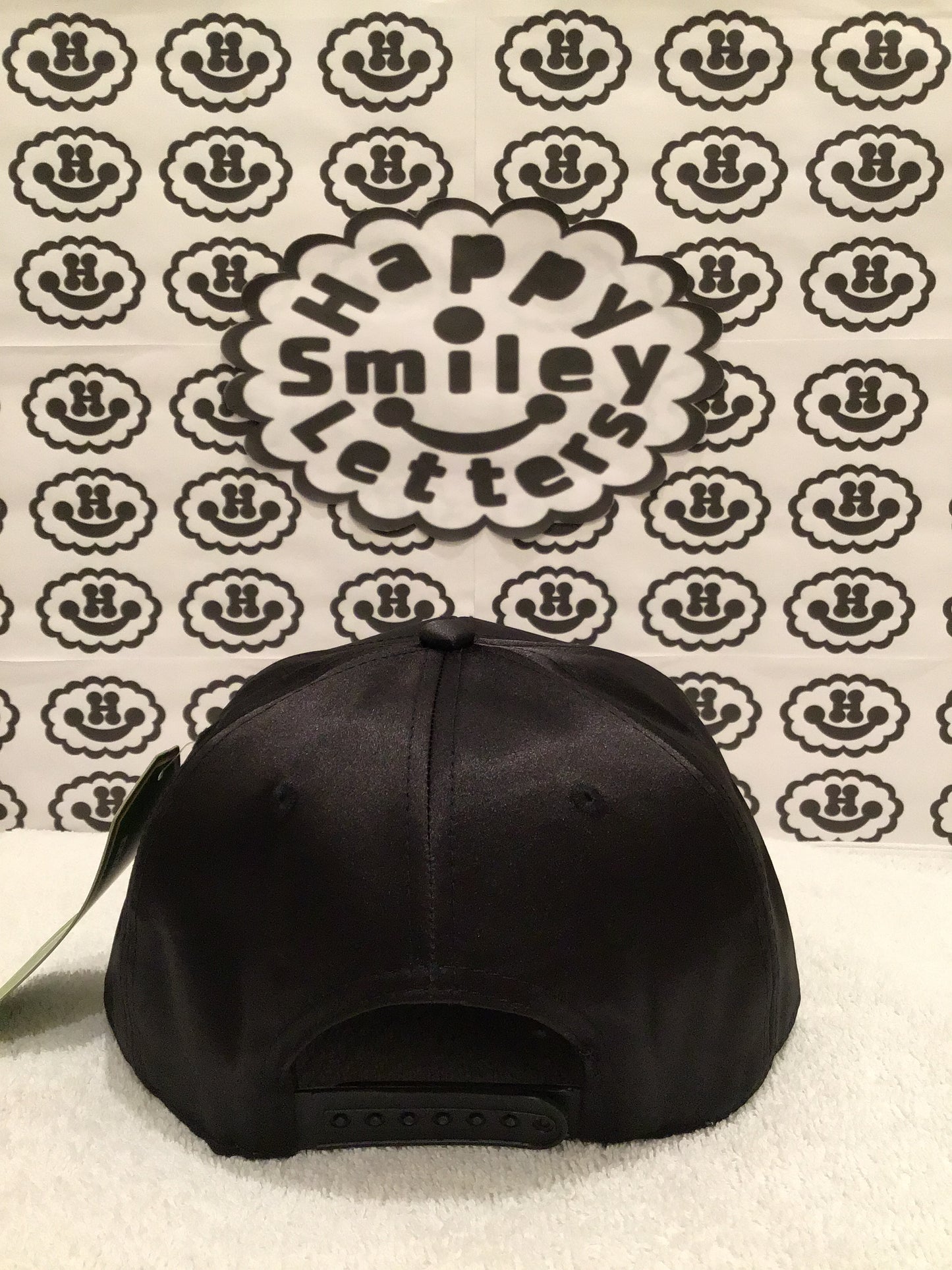 Faux Silk Snapback Cap - Black