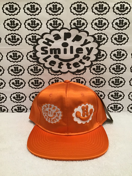 Faux Silk Snapback Cap - Orange