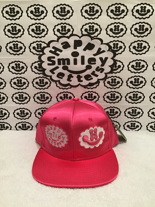 Faux Silk Snapback Cap - Pink