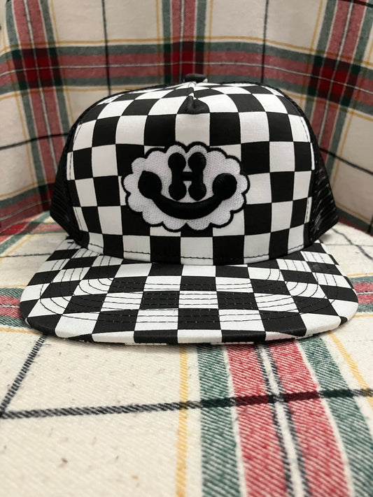 Black & White Checkered Mesh Trucker Snapback hat